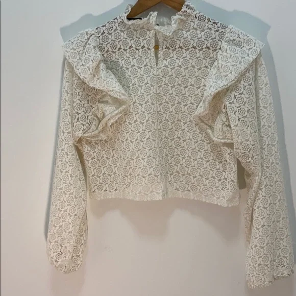 Zara Lace Cream Crop Top - Picture 10 of 15